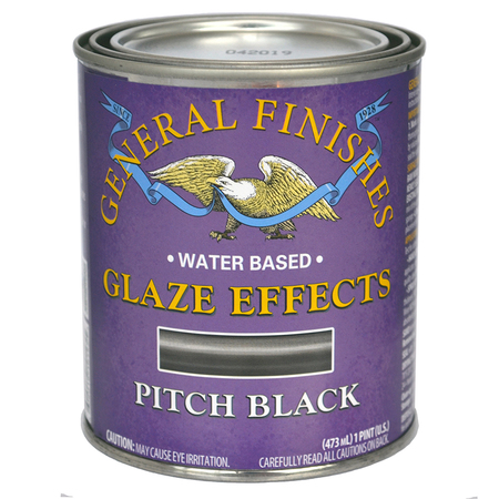 GENERAL FINISHES 1 Pt Pitch Black Glaze Effects Water-Based Translucent Color PTPB